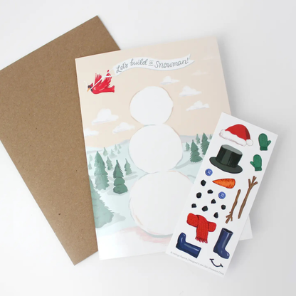 Carte avec Stickers Bonhomme de Neige à Décorer - Inklings Paperie