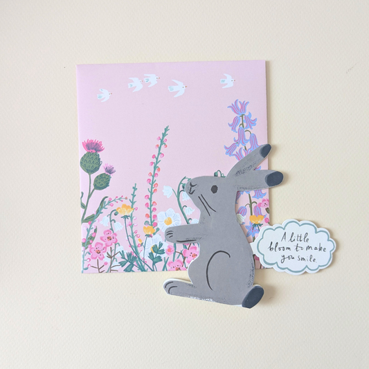 Carte Décorative Lapin avec enveloppe fleurie