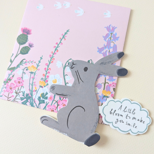 Carte Décorative Lapin avec enveloppe fleurie