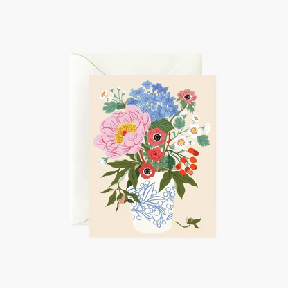 Carte à envoyer ornée d'un magnifique bouquet de fleurs. Cette illustration a été réalisée par Oana Befort.