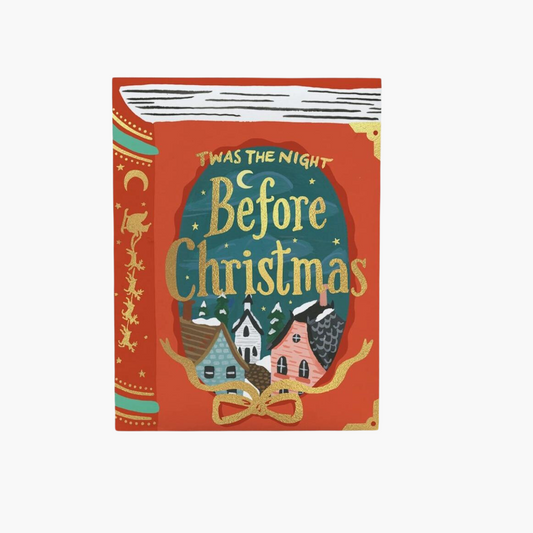 Cette carte inspirée d'un livre de conte transporte votre destinataire dans un monde de rêve où l'imagination et la magie abondent.  Carte de Noël.