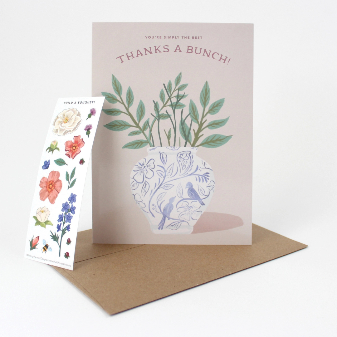 Carte Stickers à Coller Bouquet de Remerciement - Inklings Paperie