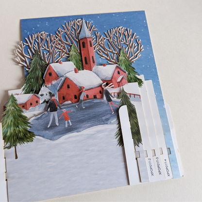 Carte de Noël en 3D Pop-Up. Une fois pliée la carte se glisse facilement dans une enveloppe.