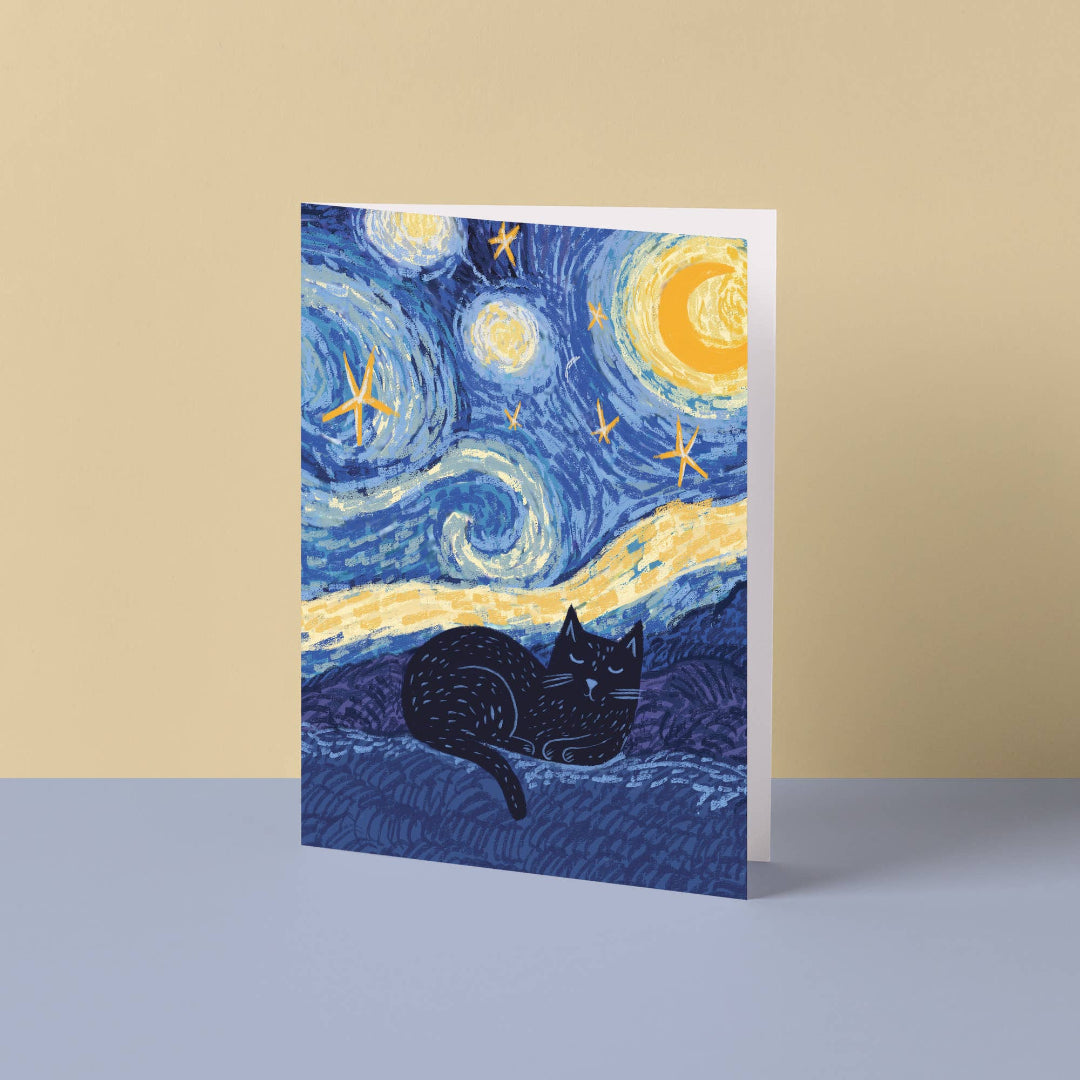 Carte Chat Nuit Étoilée Niaski
