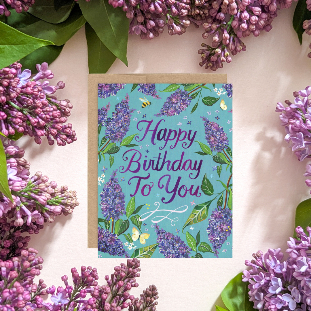 Carte d'anniversaire Bouquet de Lilas Katie Daisy