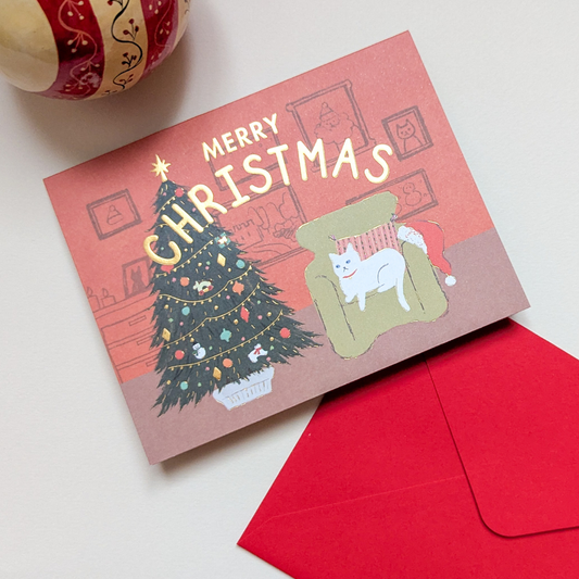 Carte de Noël Chat Coquin