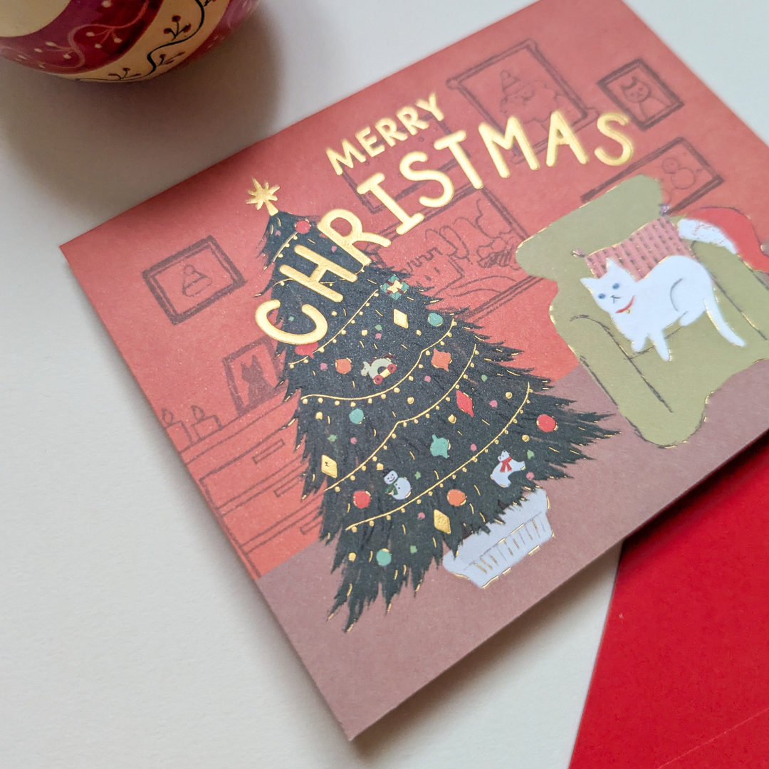 Carte de Noël Chat Coquin