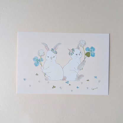 Carte Chat et Lapin au Printemps Tocoro Comugi