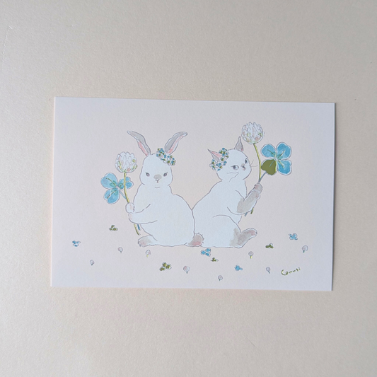 Carte Chat et Lapin au Printemps Tocoro Comugi