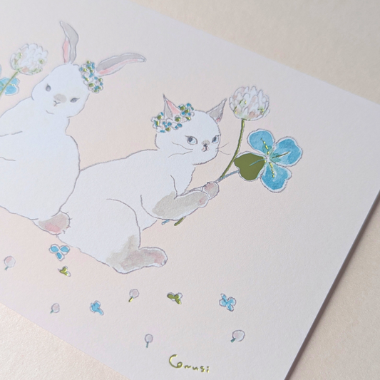 Carte Chat et Lapin au Printemps Tocoro Comugi