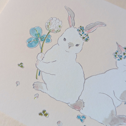 Carte Chat et Lapin au Printemps Tocoro Comugi
