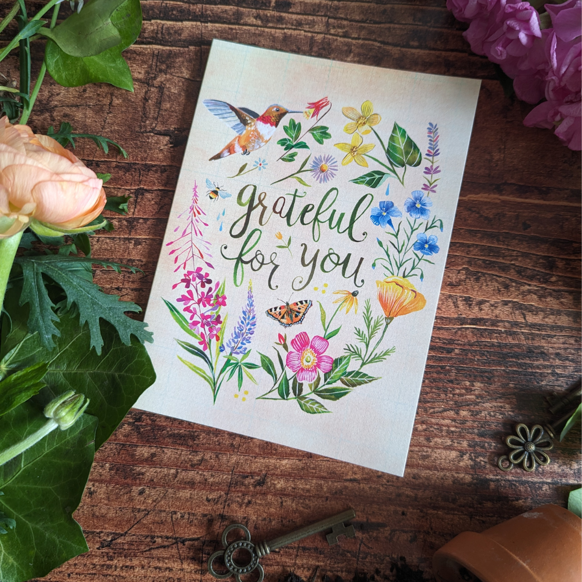 Carte de Remerciement Grateful For You de Katie Daisy