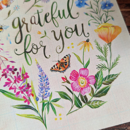 Carte de Remerciement Grateful For You de Katie Daisy