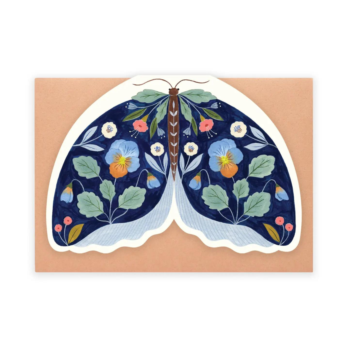 Carte Florale Papillon Bleu