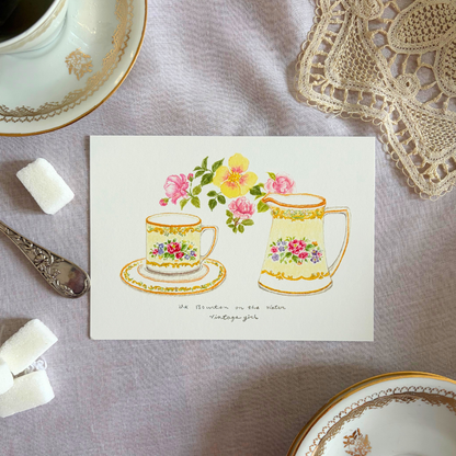 Carte Service en Porcelaine Vintage Girl