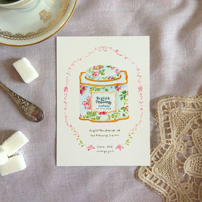 Carte Boite à Thé Vintage Girl