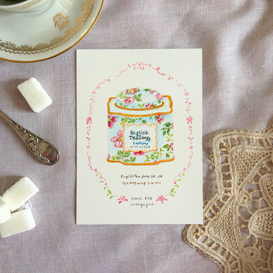 Carte Boite à Thé Vintage Girl