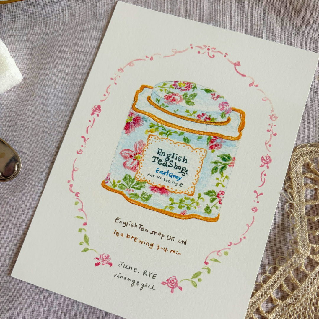 Carte Boite à Thé Vintage Girl