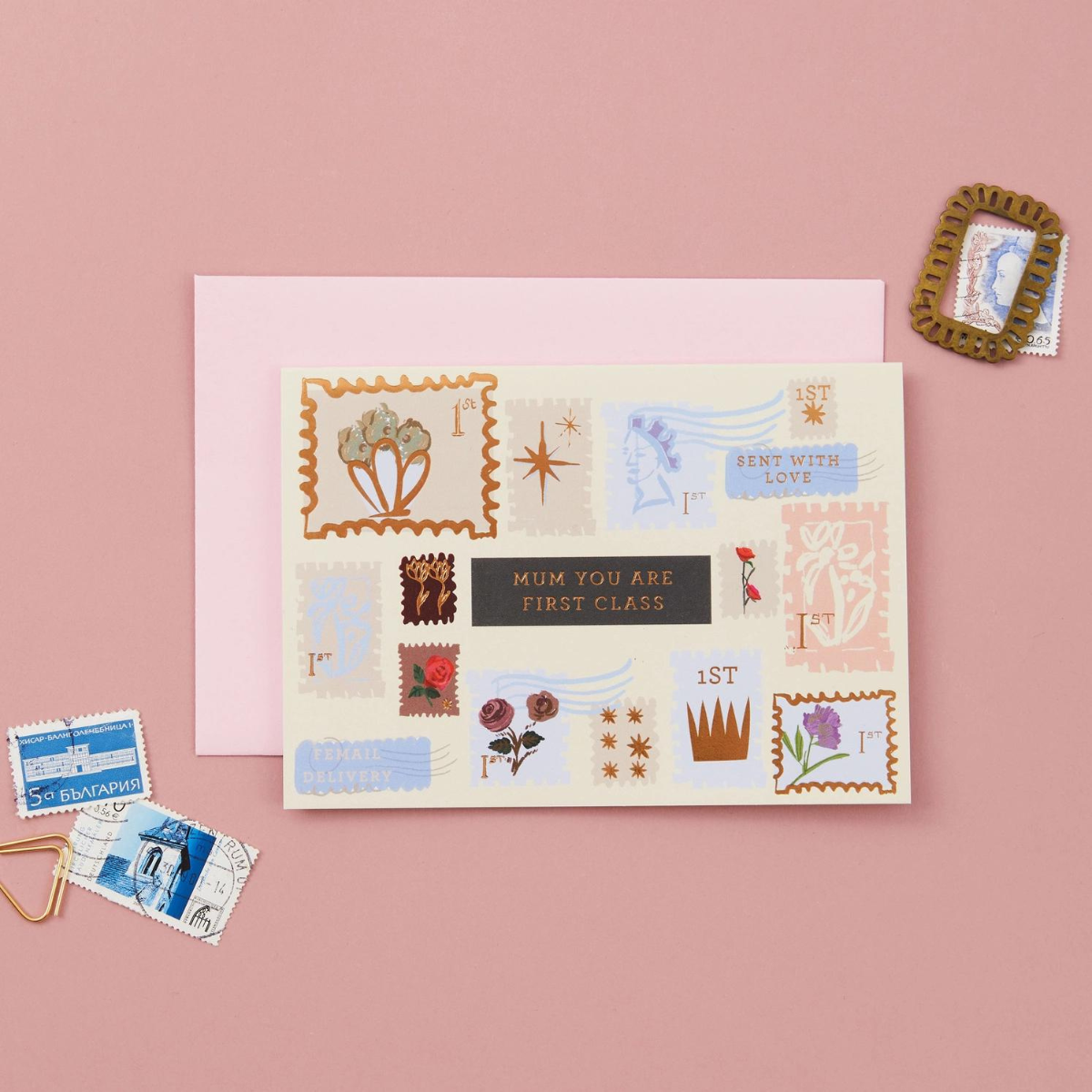 Carte pour Maman Collection de Timbres