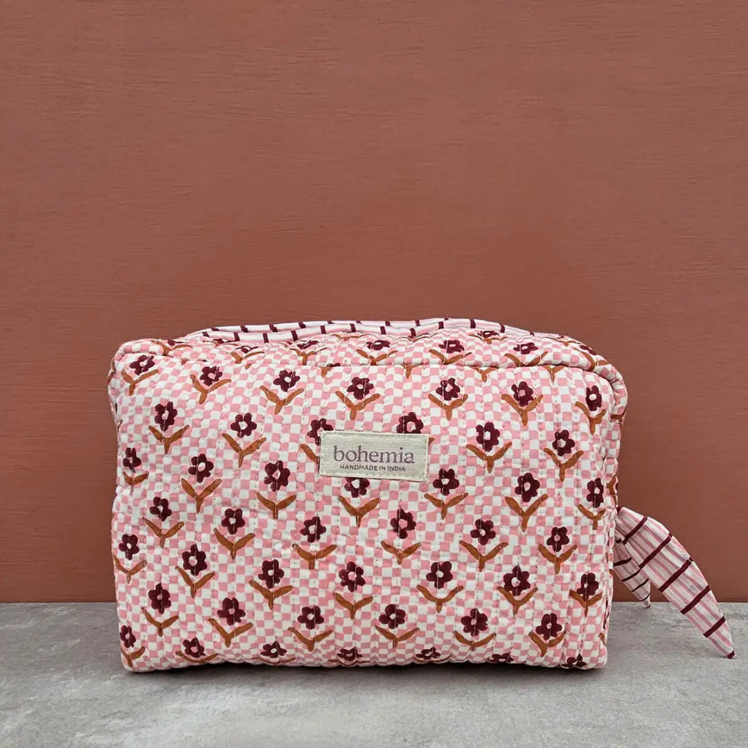 Grande Trousse de Toilette à carreaux Daisy - Bohemia Design