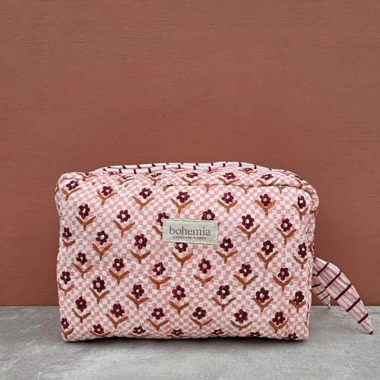 Grande Trousse de Toilette à carreaux Daisy - Bohemia Design