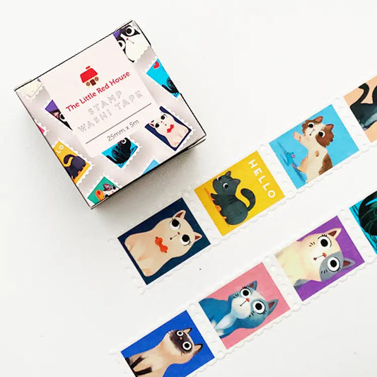 Le masking tape de timbres avec des chats aux gros yeux est amusant. Laissez libre cours à votre imagination en découpant et en collant ces timbres adorables où bon vous semble.