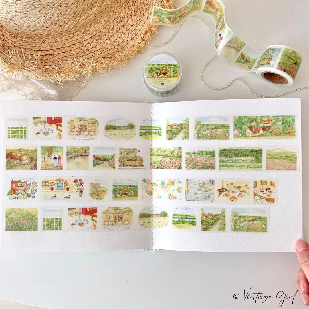Masking Tape British Landscape Vintage Girl
