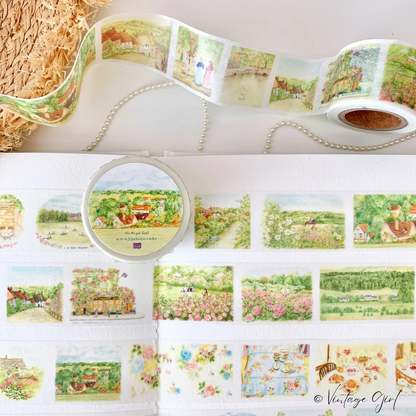 Masking Tape British Landscape Vintage Girl