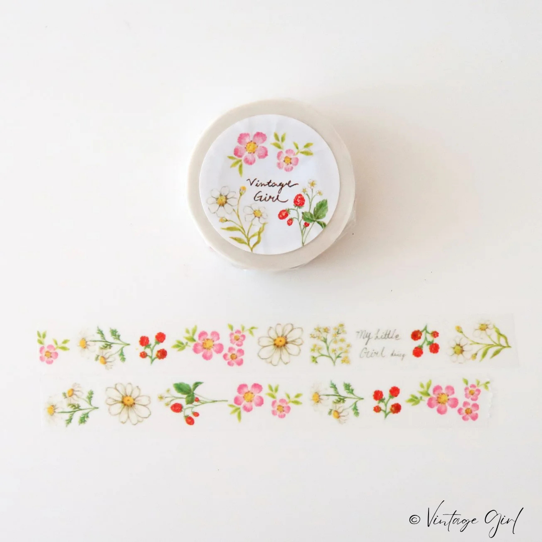 Masking Tape Berry Daisy Vintage Girl