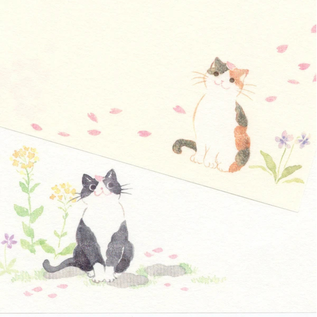 Feuilles Chats et Cerisiers en Fleurs