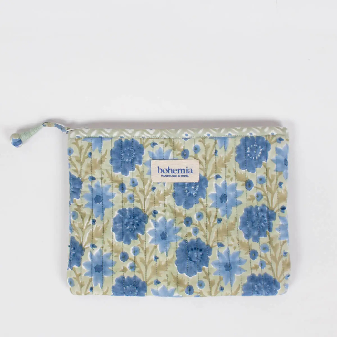 Petite Pochette Zippée Bleue - Bohemia Design