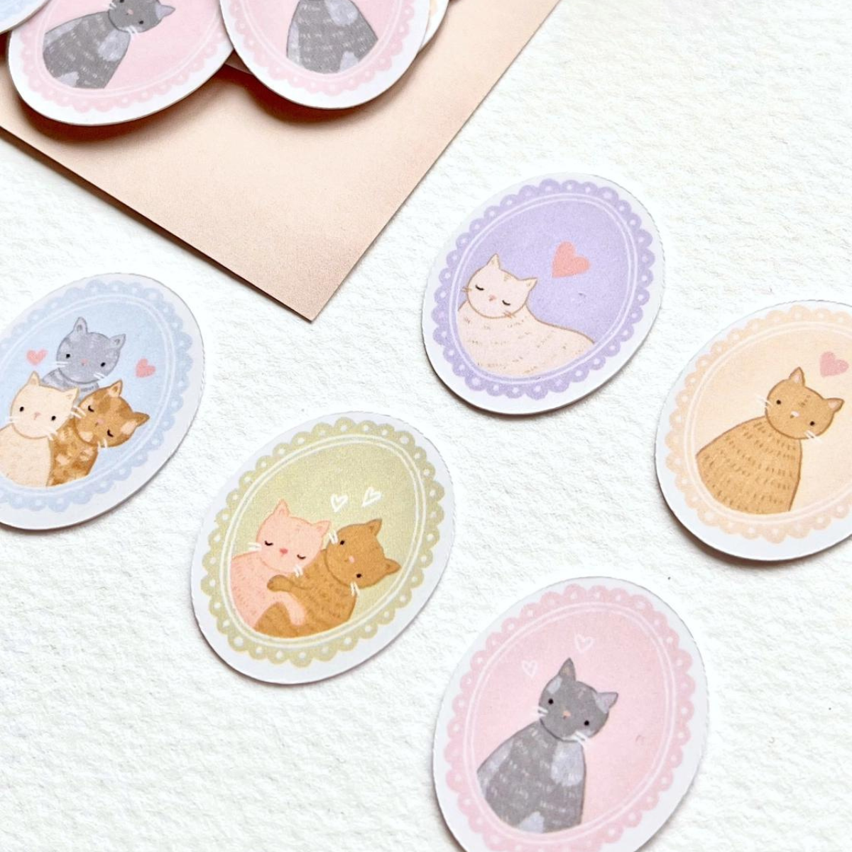 Pochette de Stickers Médaillons Chats