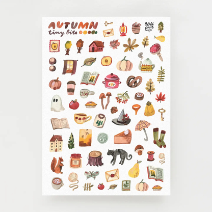 Planche de stickers Autumn The Wild Pencil avec petites illustrations sur le thème de l’automne