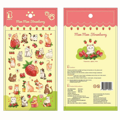 Stickers Bonito Chatons et Petites Fraises