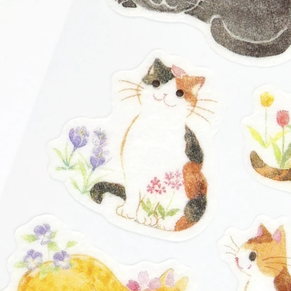Planche de Stickers Chats dans les Fleurs Nb Co.