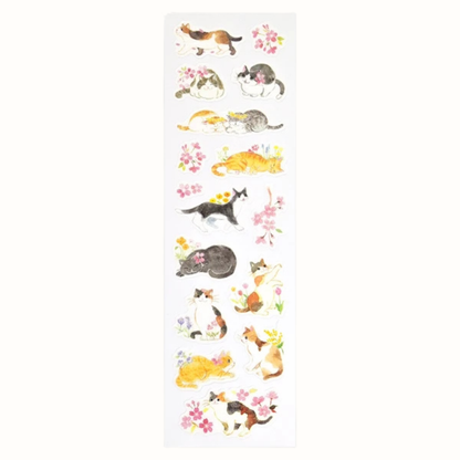 Planche de Stickers Chats dans les Fleurs Nb Co.