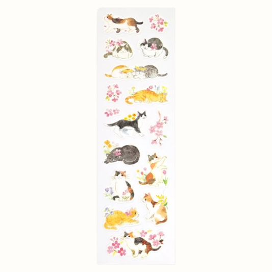 Planche de Stickers Chats dans les Fleurs Nb Co.