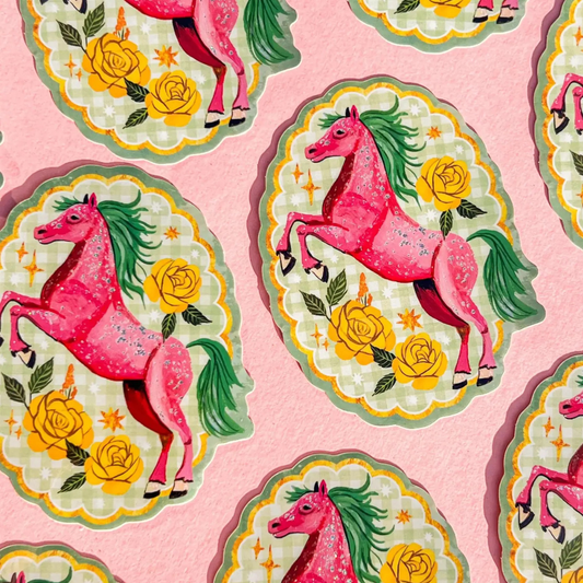 Sticker en Vinyle Pailleté Poney Katie Daisy