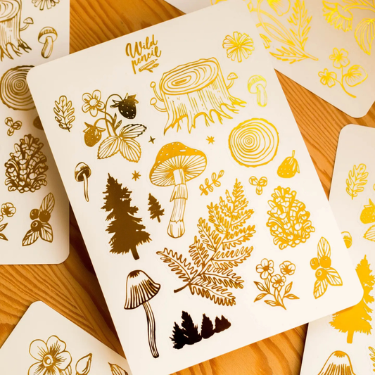 Feuille de stickers métallisés Forêt dorée Wild Pencil