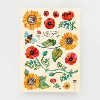 Feuille d'autocollants washi Tournesols Wild Pencil Studio