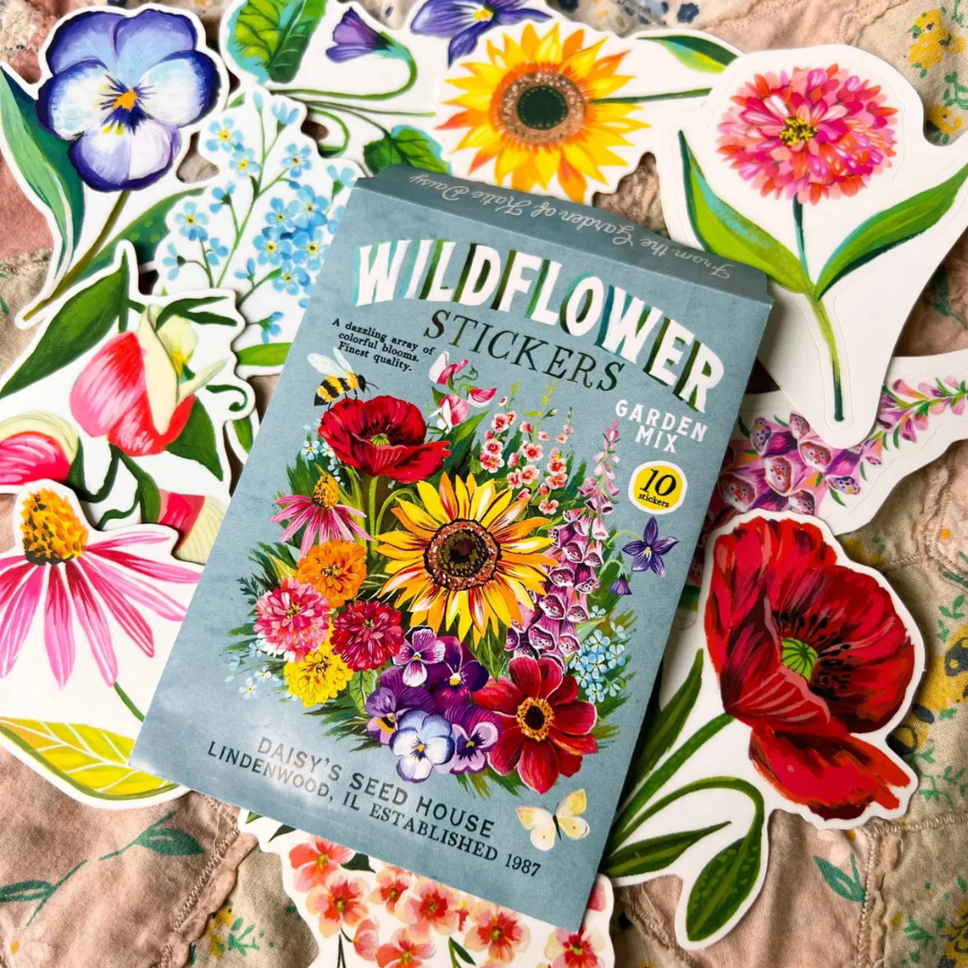 Lot de 10 autocollants Fleurs Sauvages illustrés par Katie Daisy