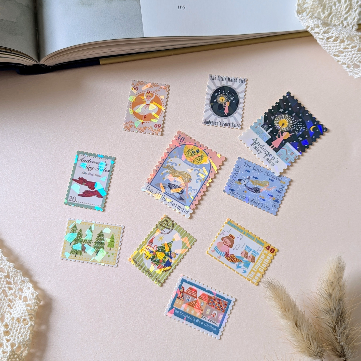 Boîte de Stickers Timbres-Poste Contes d'Andersen Tome II