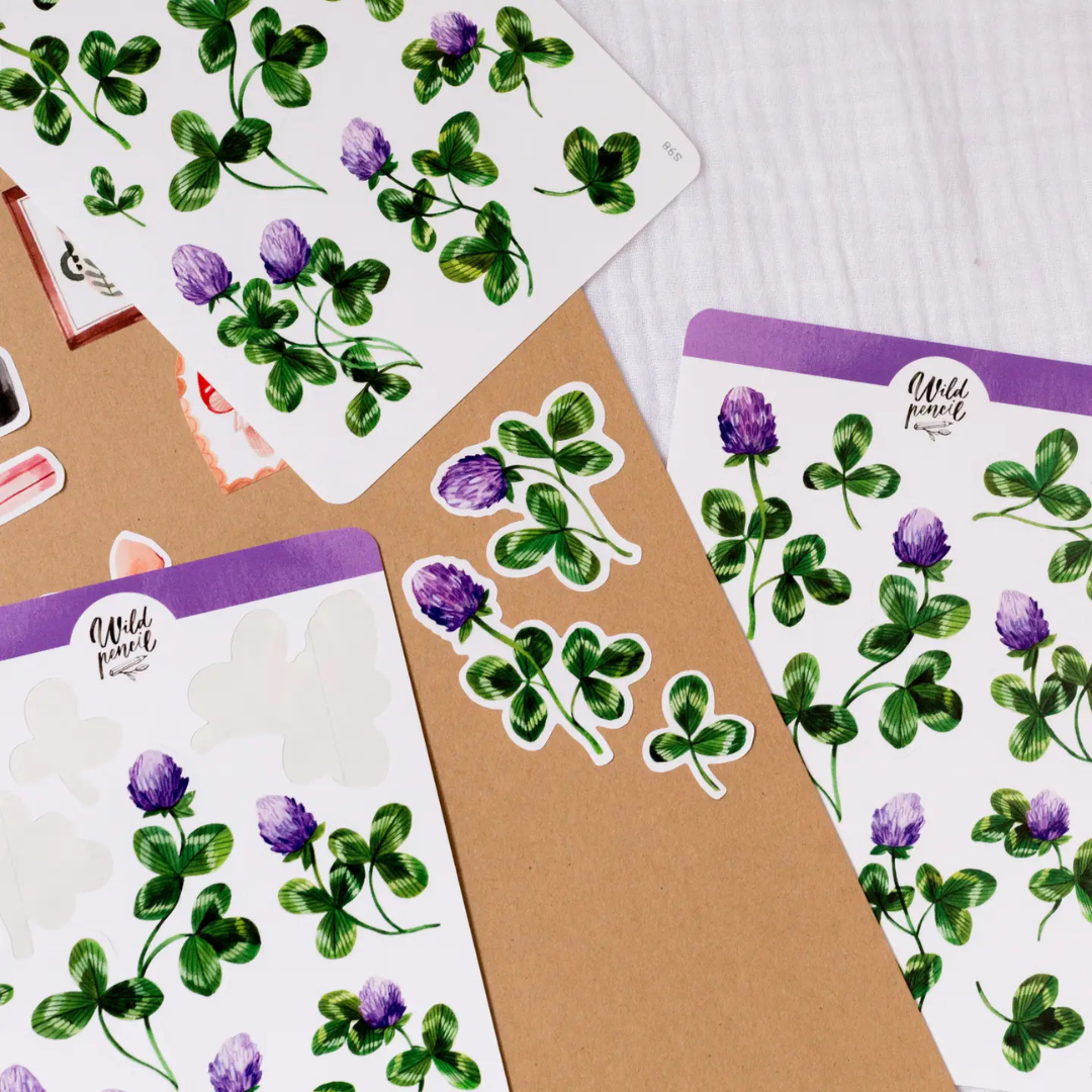 Planche de stickers Fleurs de Trèfles Wild Pencil Studio