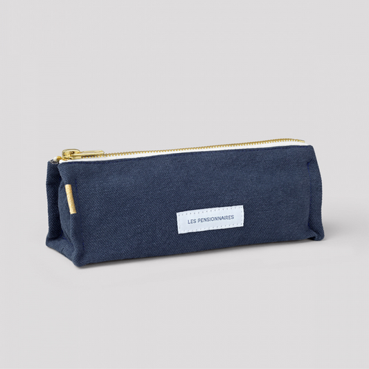 Trousse en toile de coton bio couleur bleu orage Les pensionnaires .