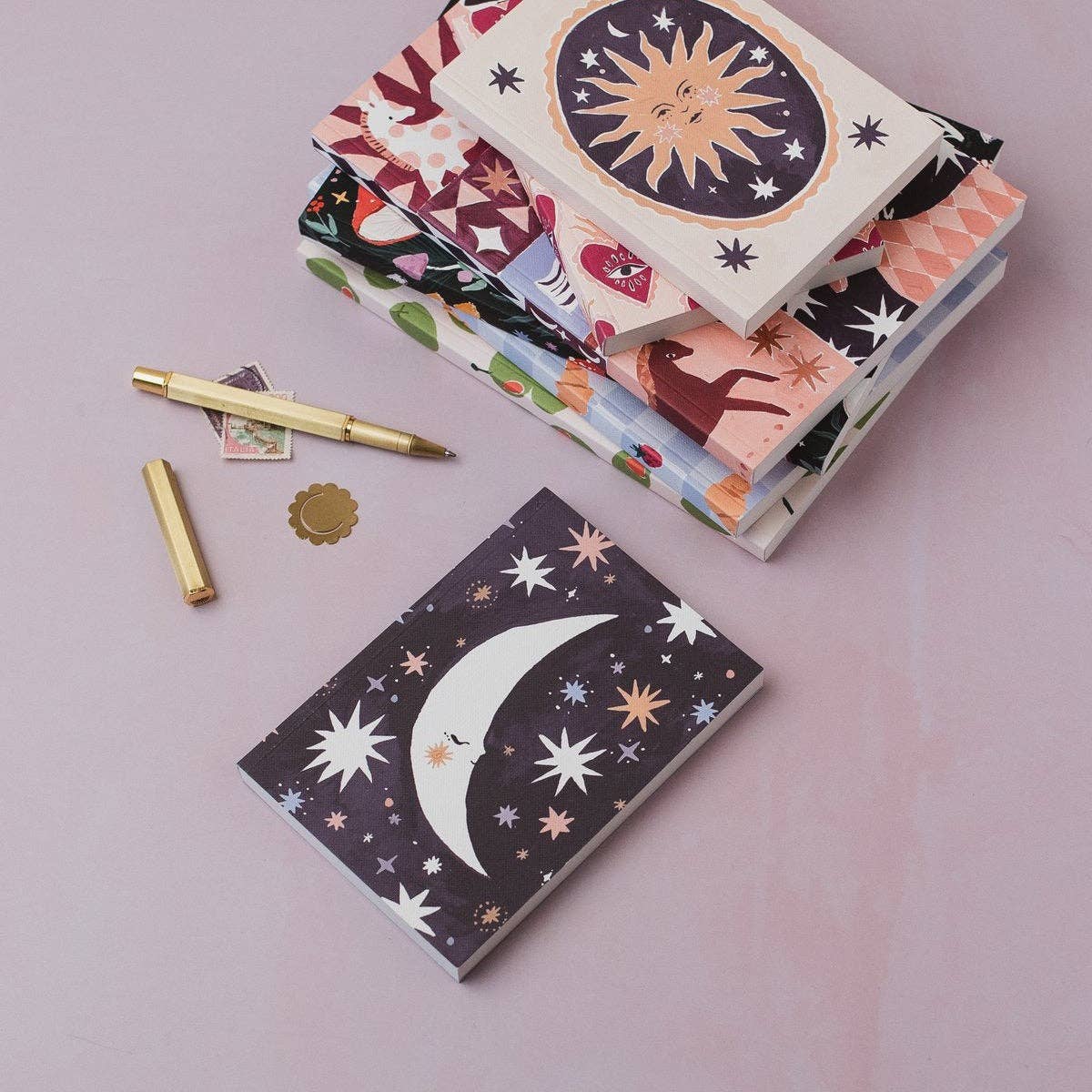Mini Carnet à pages blanches Lune Endormie Sister Paper Co.