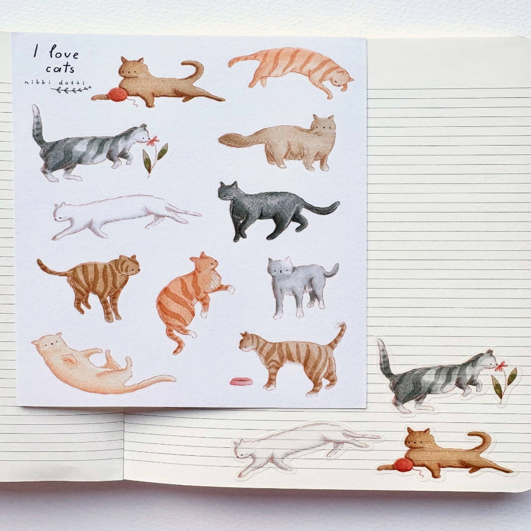 Feuille d'autocollants chats Nikki Dotti