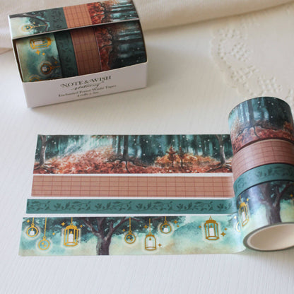 Lot de 4 Masking Tapes Forêt enchantée Note & Wish