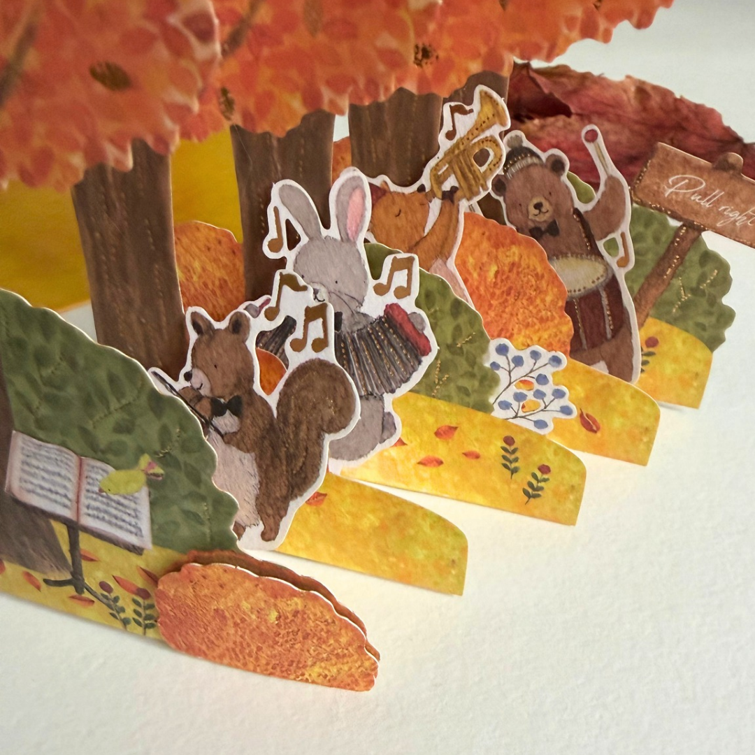 Carte Pop-Up Forêt d'Automne Concert des Animaux