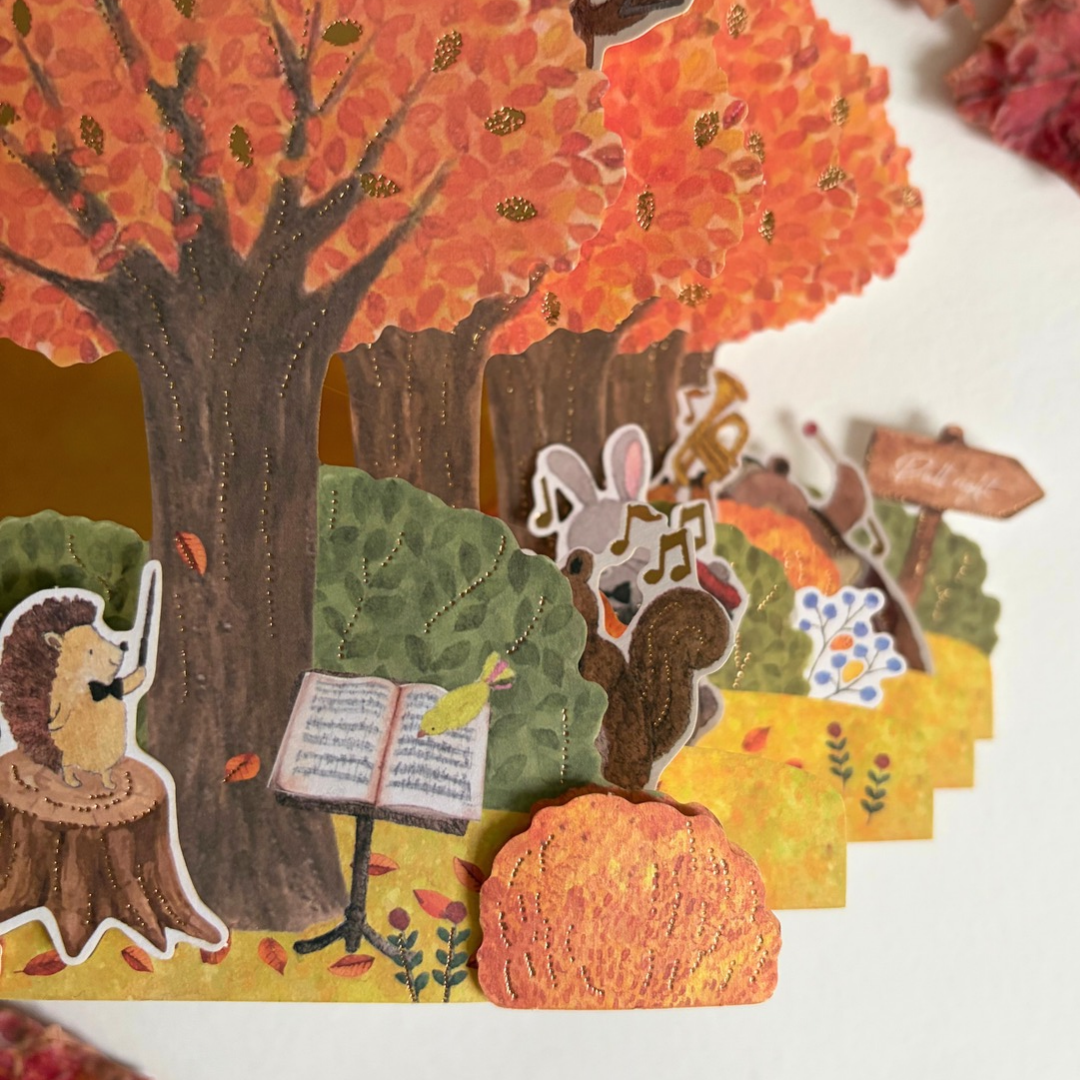 Carte Pop-Up Forêt d'Automne Concert des Animaux