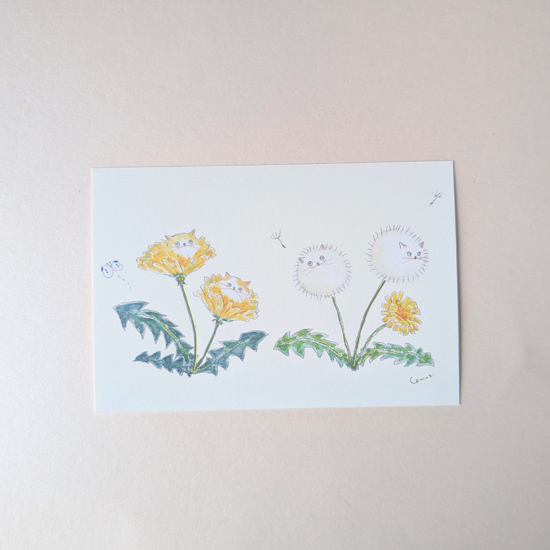 Carte Chats Pissenlits du Printemps Tocoro Comugi